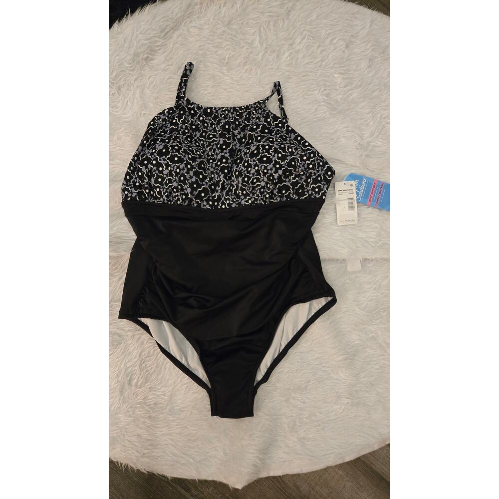 Swim‎ Solutions Black & White One-Piece – Size 16 – NWT